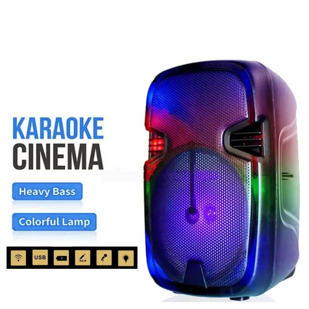 GENERICO - PARLANTE PORTATIL  BLUETOOH KARAOKE  LED RGB WATERPROOF - PartyBox