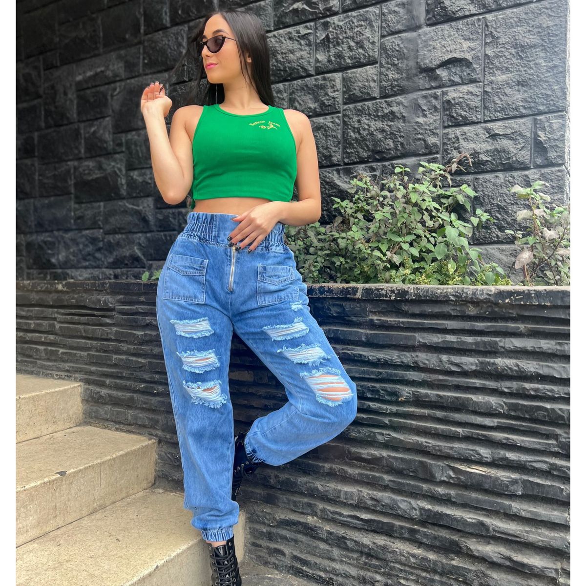 BENCUS JEANS - Pantalón Jogger Jeans Mujer Rasgado