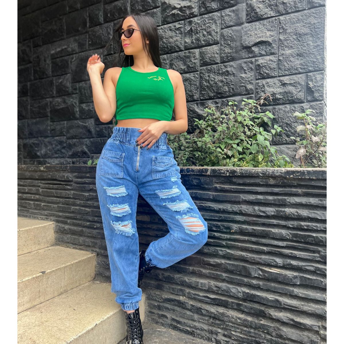 BENCUS JEANS - Pantalón Jogger Jeans Mujer Rasgado