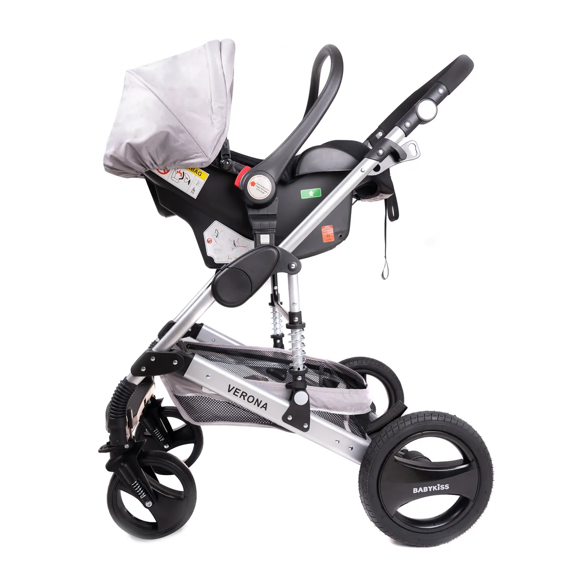 BABYKISS - COCHE DE BEBE DE LUJO 3 EN 1 ELEGANTE CON ASIENTO DE HUEVITO