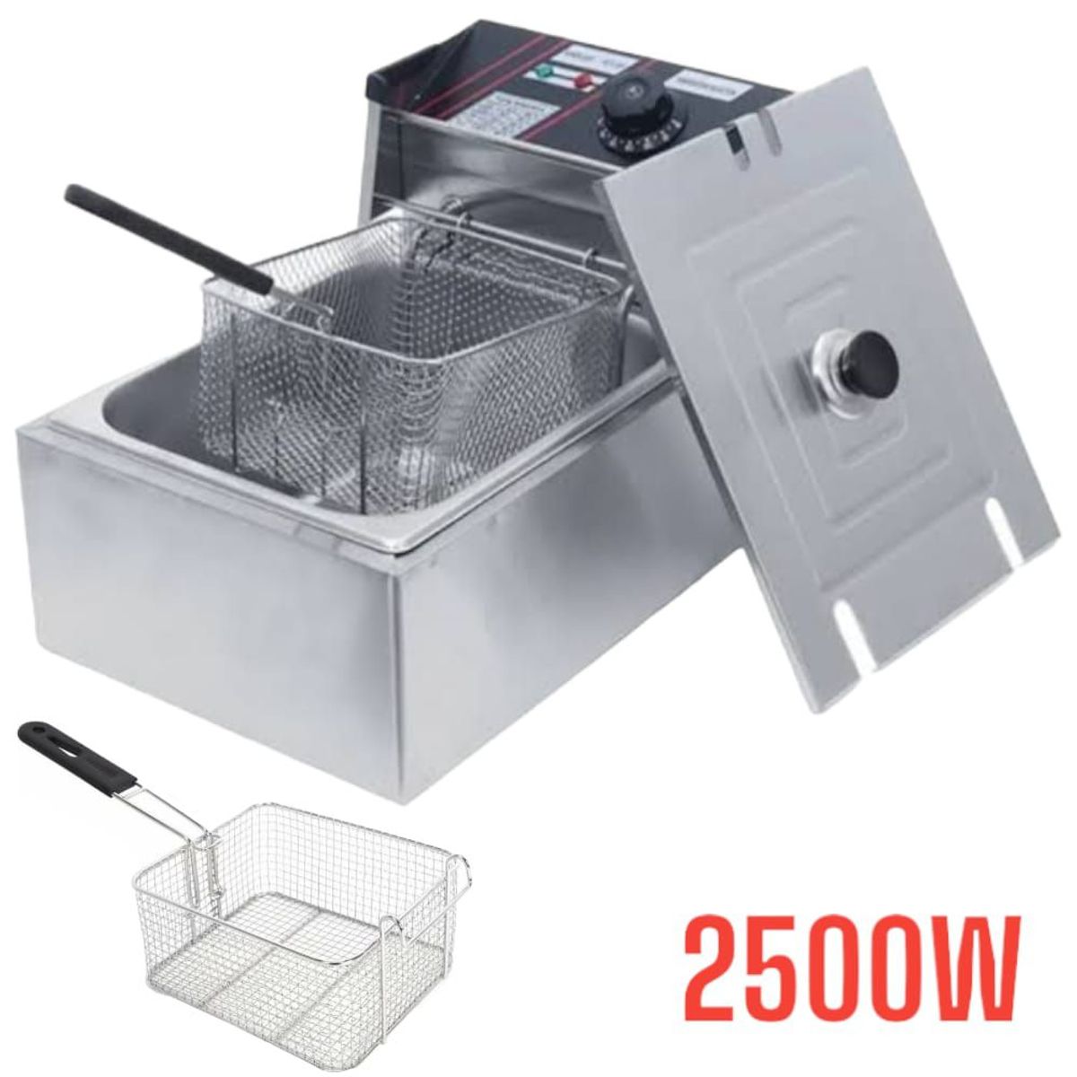 OEM - Freidora Electrica 55L 2500W de Acero Inoxidable y Cesta para Freir