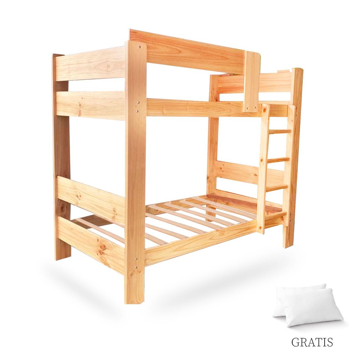 GENERICO - Camarote 1 Plaza 1/2 Ambos Pisos Madera Pino Grueso + Almohada