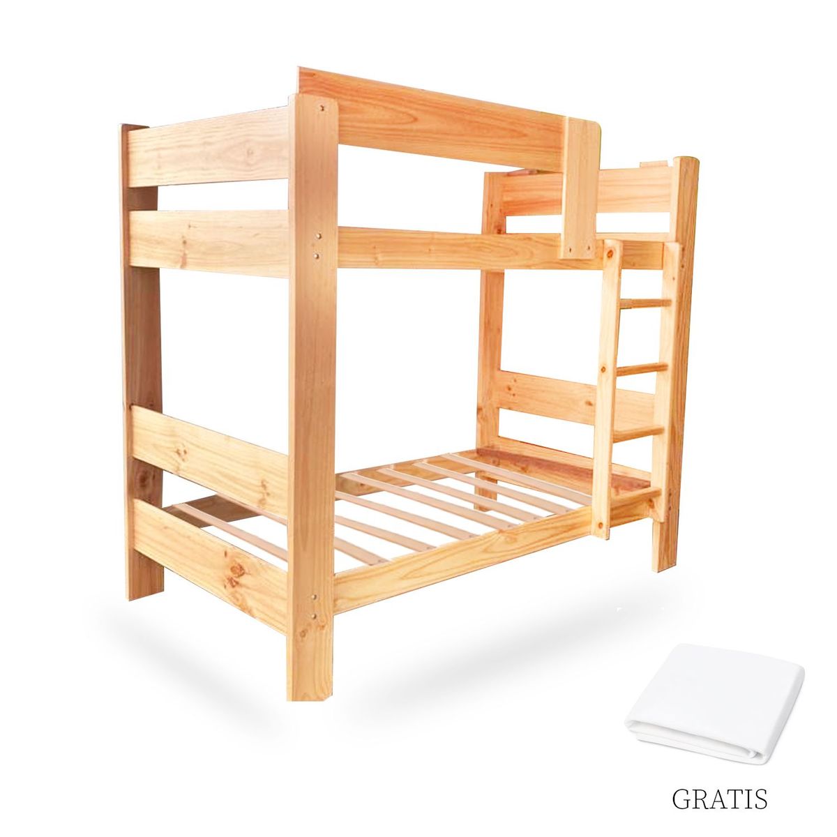 GENERICO - Camarote 1 Plaza 1/2 Ambos Pisos Madera Pino Grueso + Sabana