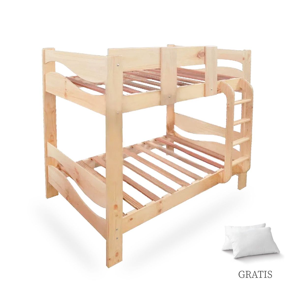 GENERICO - Camarote 1 Plaza 1/2 Ambos Pisos Madera Pino Ballenita + Almohada