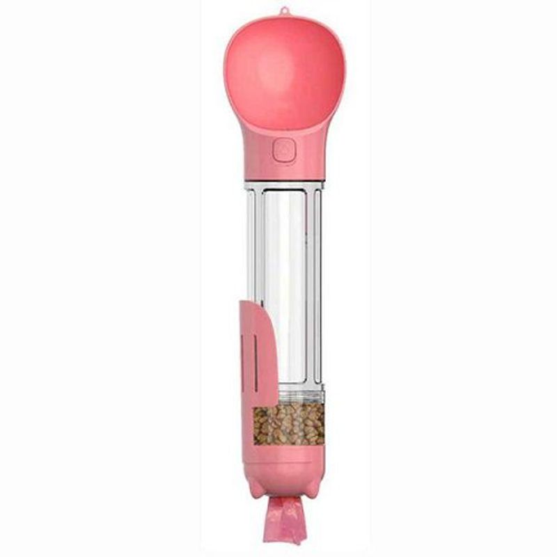 GENERICO - Bebedero portatil 4 en 1 Dispensador Multifuncional  500 ml- Rosado