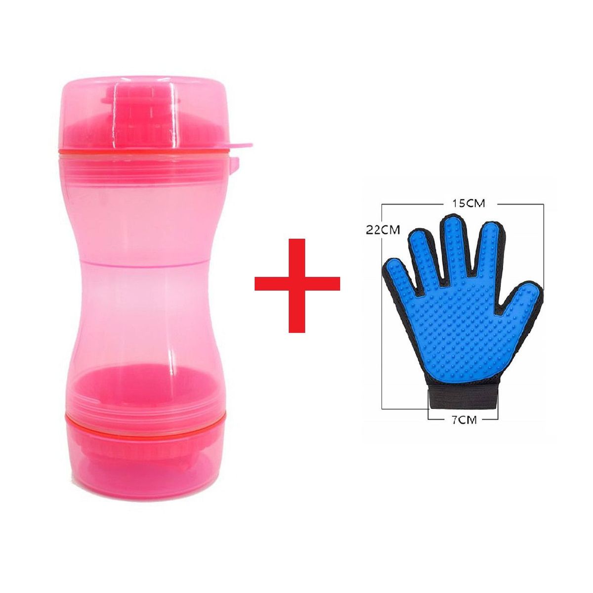 GENERICO - Kit botella de agua de 330ml y alimento  guante quita pelo