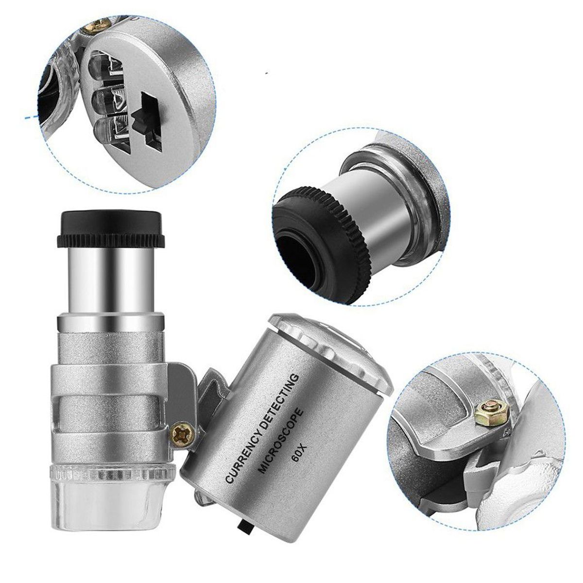 GENERICO - Mini Lupa Microscopio 60x con Luz Led