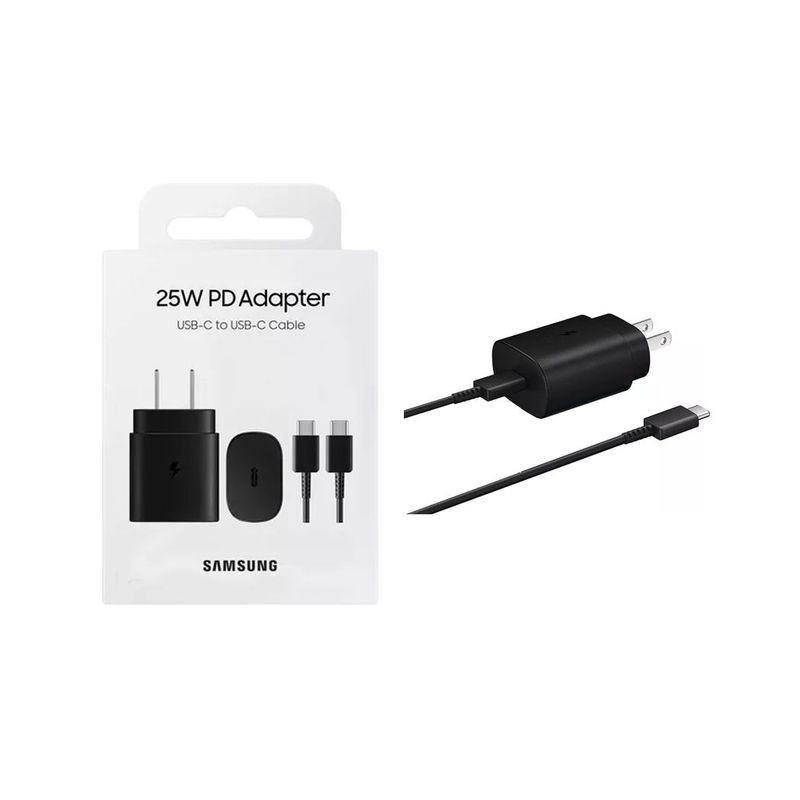 SAMSUNG - Cargador Samsung USB C de 25W Carga Rápida Negro