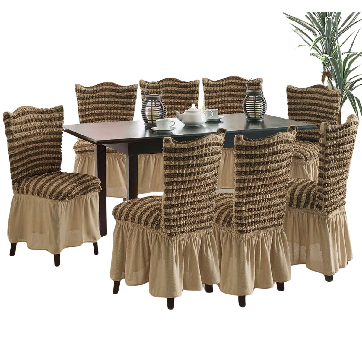 SALA FABULOSA - Funda de silla spandex burbuja 8 piezas Sala fabulosa - Café bicolor