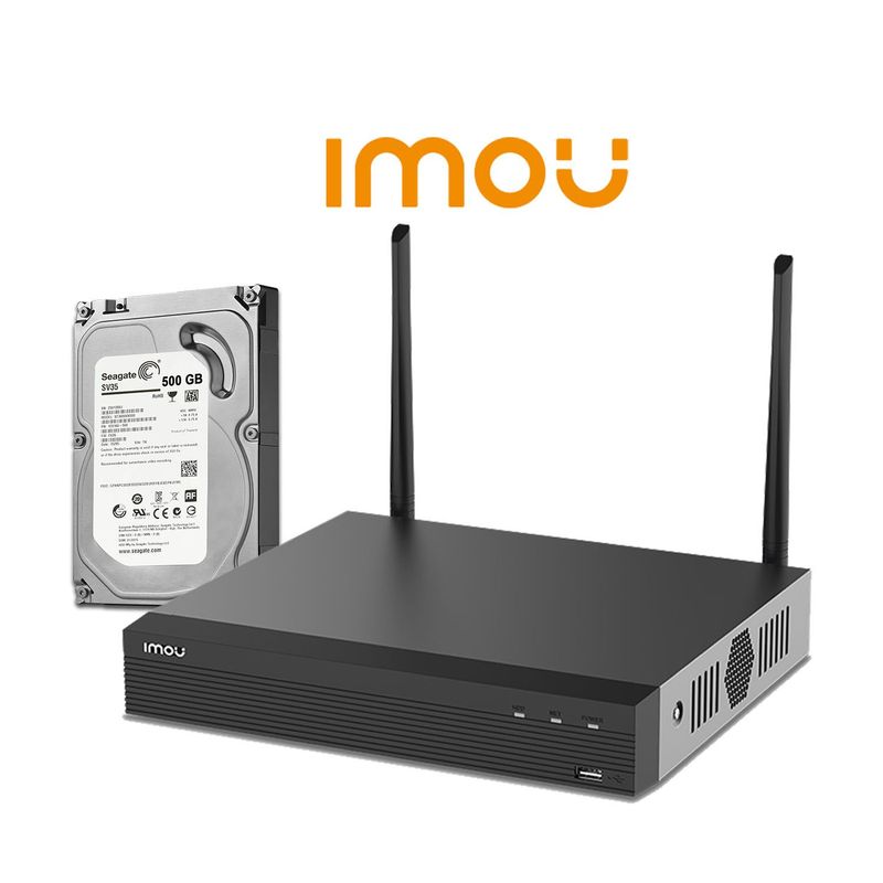 IMOU - Grabador De Video Nvr 4Ch Wifi Doble Antena 2.4GHz 2Mp Onvif Disco 500GB