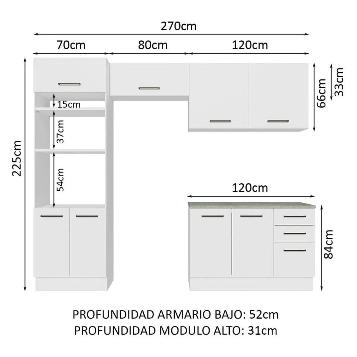 MADESA - Mueble de Cocina Integral Agata 270 cm - Con Encimera 07