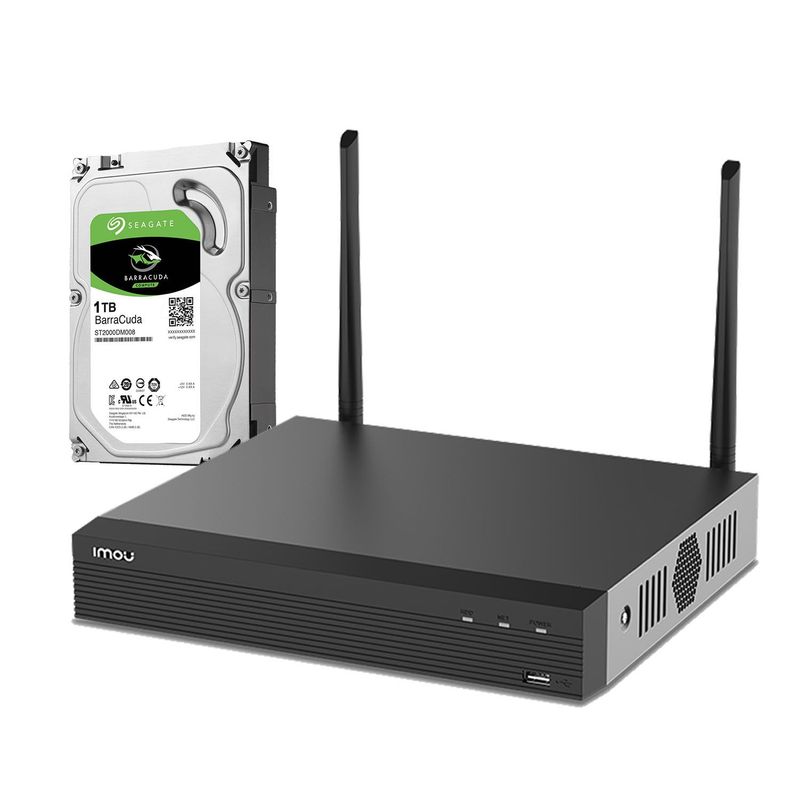 IMOU - Grabador De Video Nvr 4Ch Wifi Doble Antena 2.4GHz 2Mp Onvif Disco 1TB