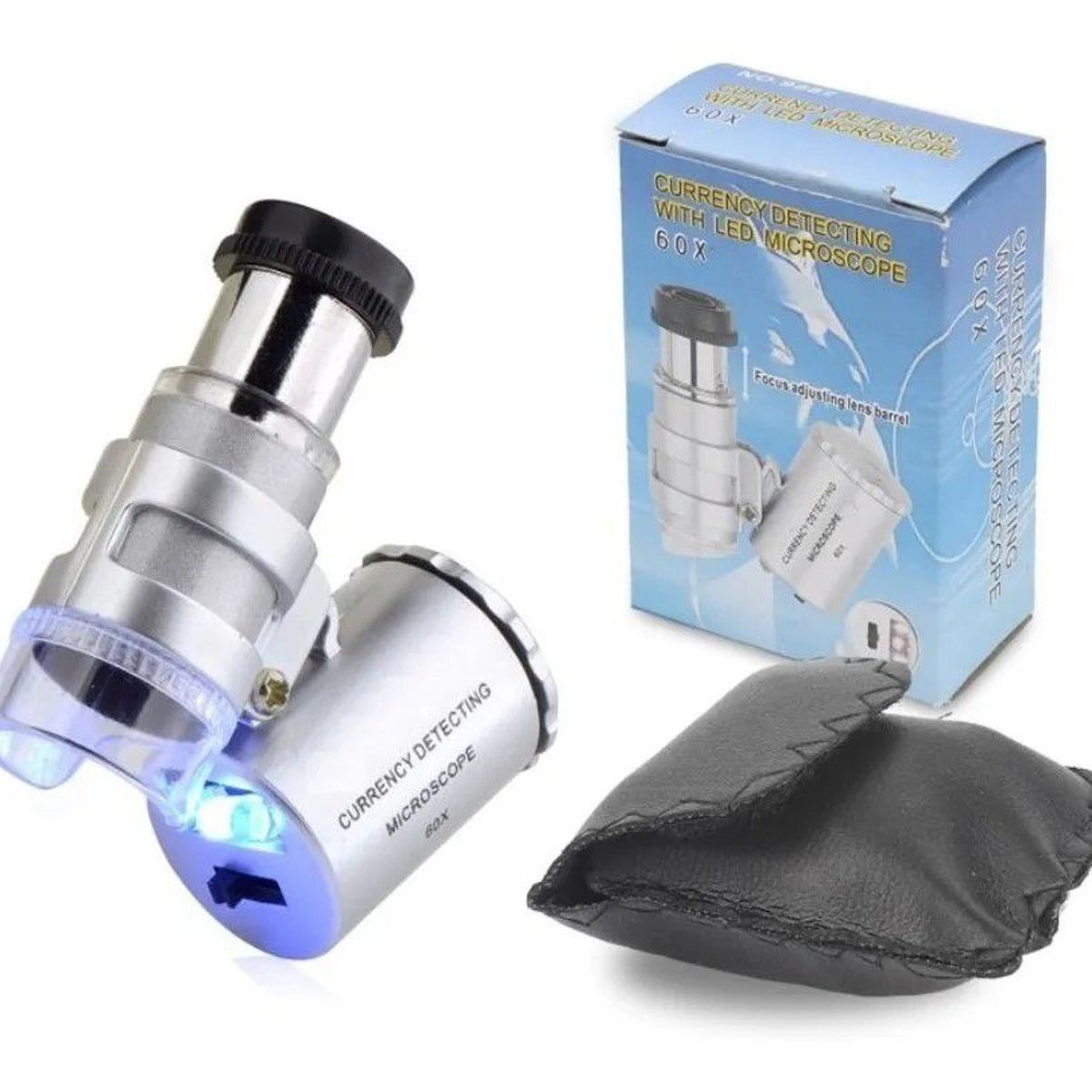 GENERICO - Mini Lupa Microscopio 60x con Luz Led y Luz U V