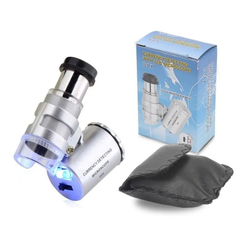 GENERICO - Mini Lupa Microscopio 60x con Luz Led y Luz U V