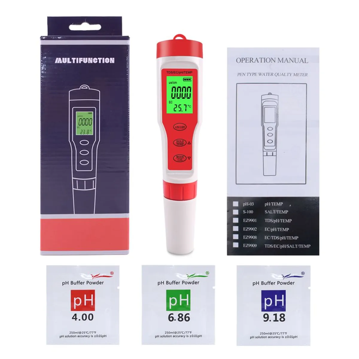 OEM - Medidor Digital de PH Potenciómetro 4 En 1 PH EC TDS Temperatura