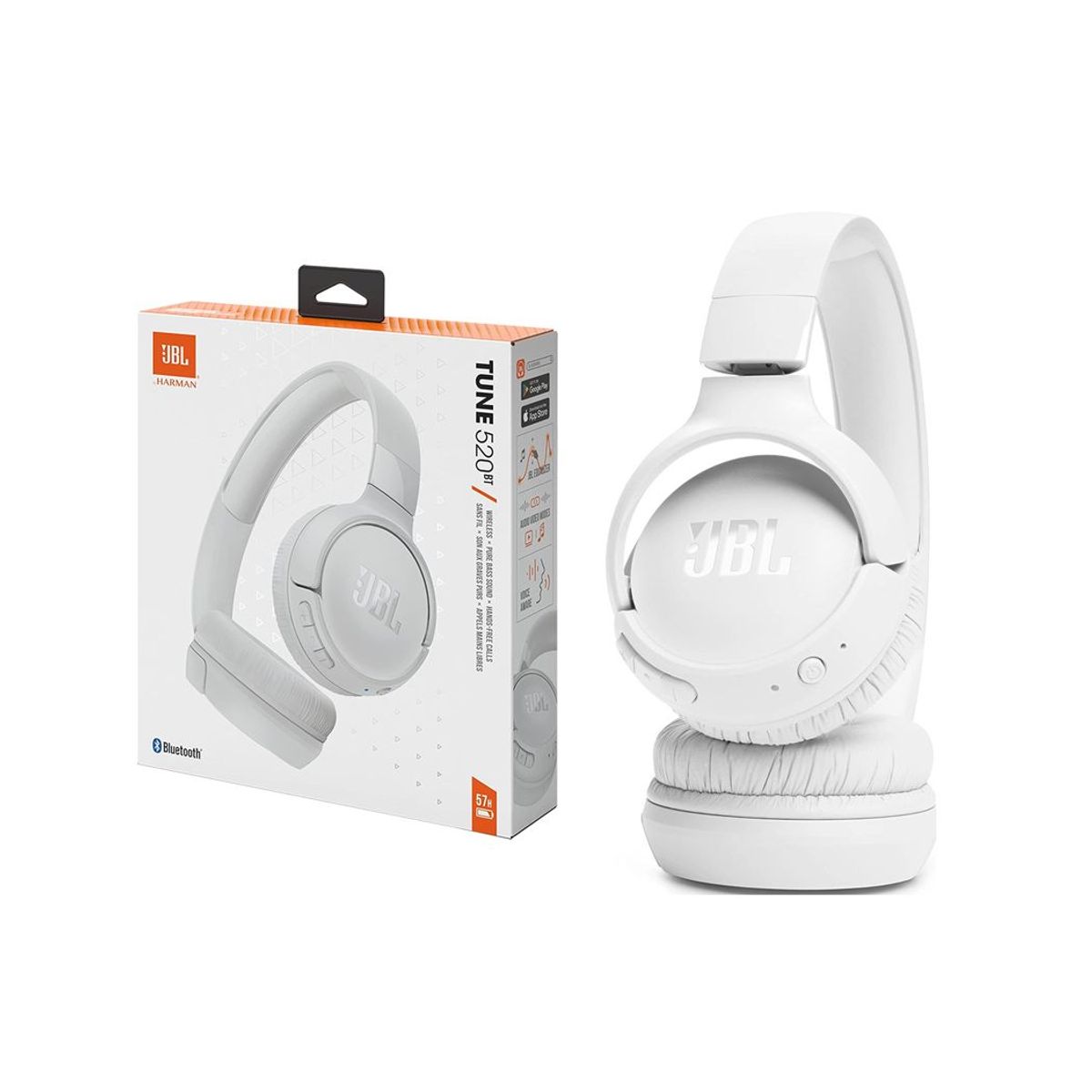 JBL - JBL Audífonos Bluetooth Pure Bass Sound Tune 520BT Blanco
