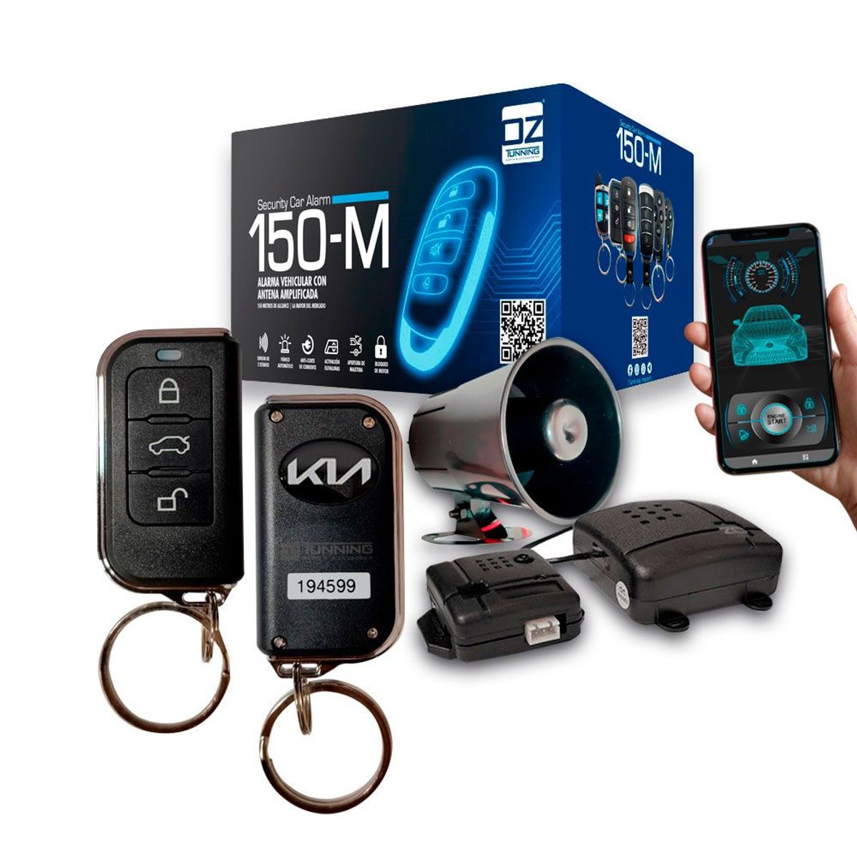 OZ TUNNING - Alarma Bluetooth App Deluxe 150 Metros Tipo Kia