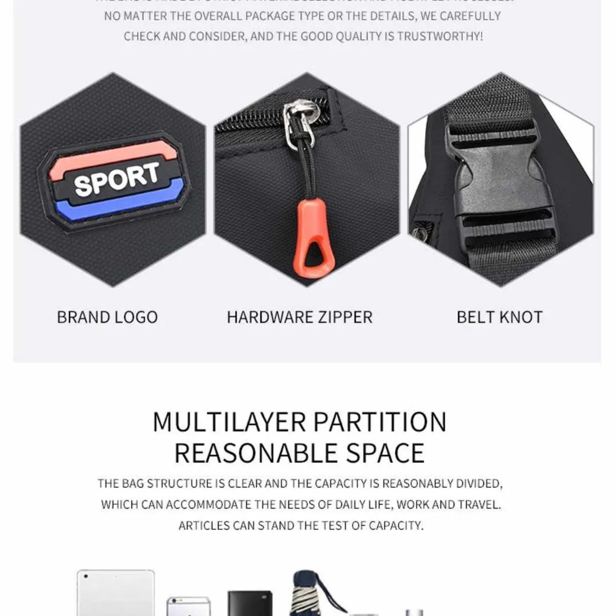 GENERICO - Riñonera Deportiva de 3 Bolsillos para Hombre Mujer Canguro de Viajes