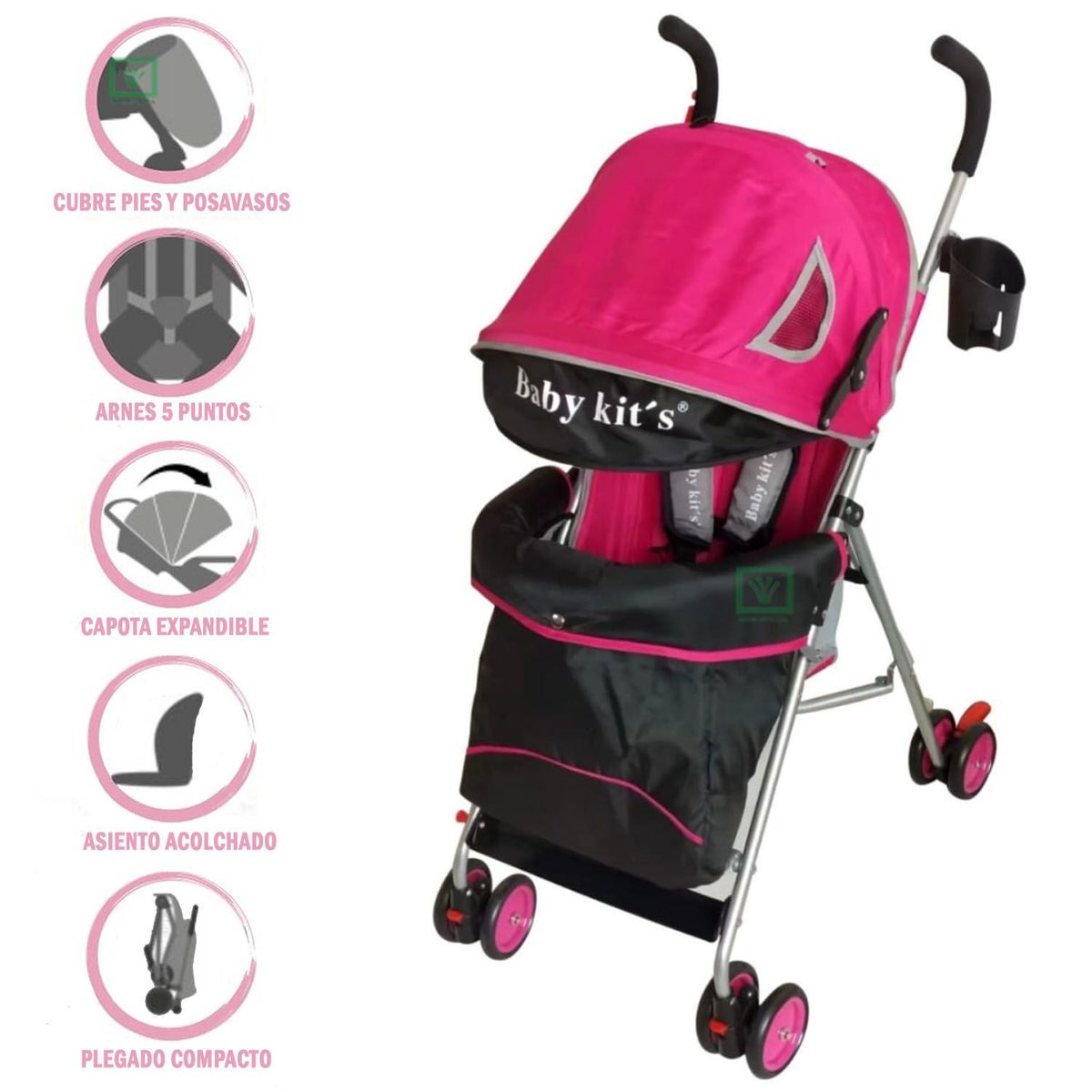 BABY KITS - Coche Bastón Para Bebe KANSO BK6120 Fucsia