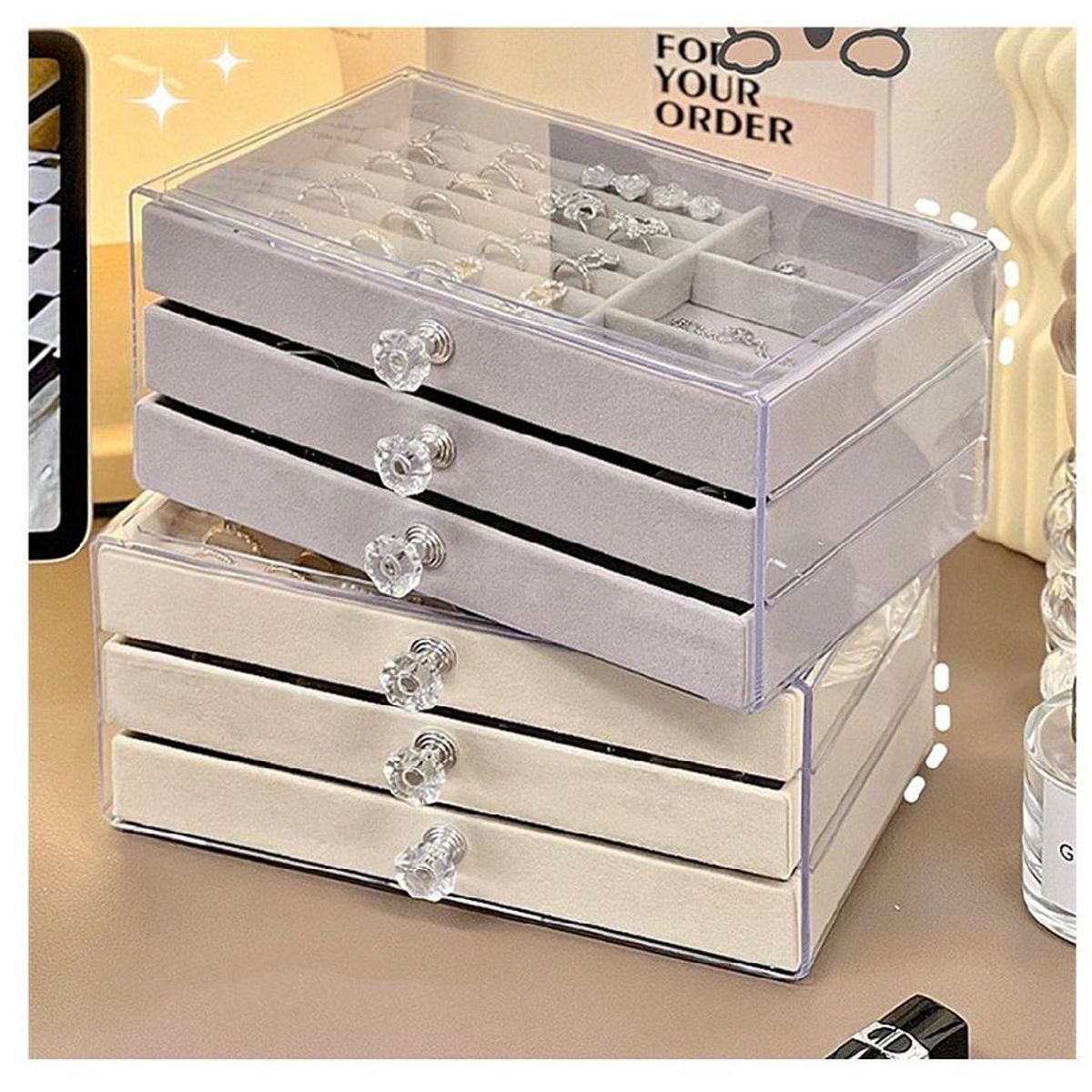 GENERICO - Joyero Organizador De Joyas Cofre Pulseras Relojes 3 Niveles