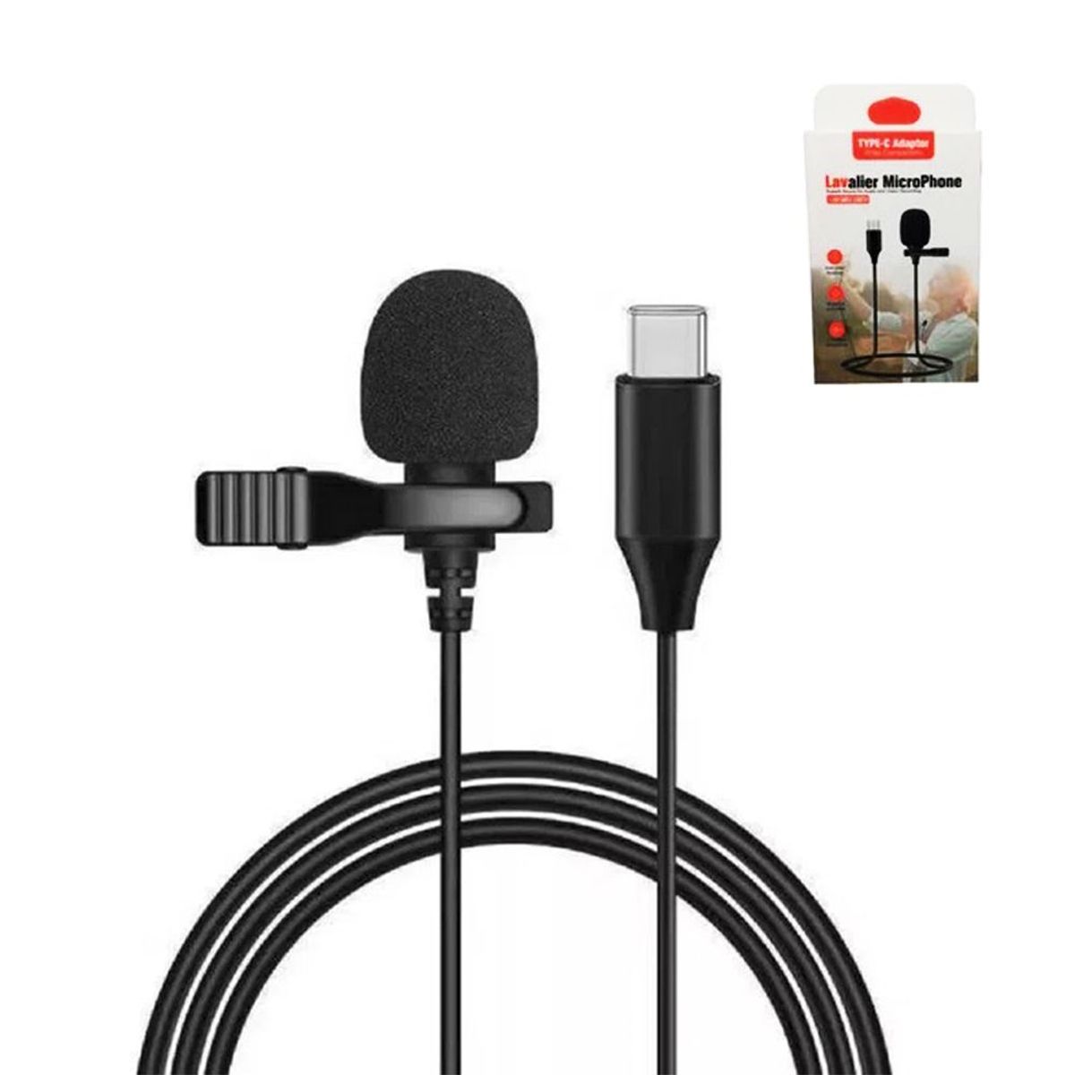 GENERICO - Micrófono Solapero Lavalier Tipo C para Celular y Laptops con Gancho