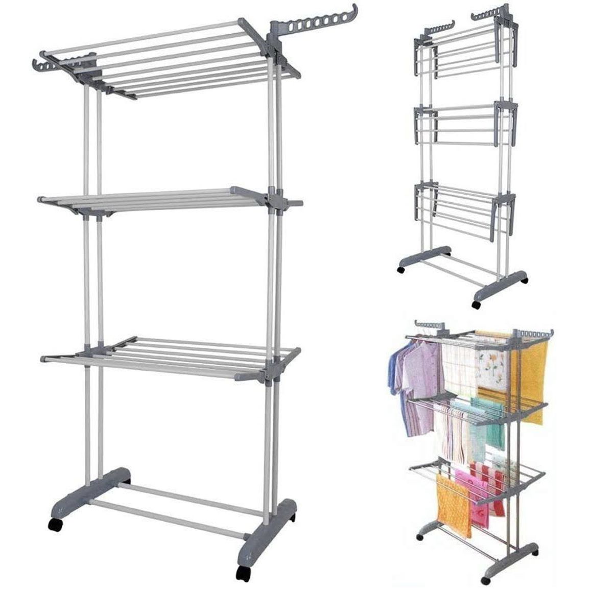 OEM - Tendedero grande de 4 niveles para secar Ropa Color Gris