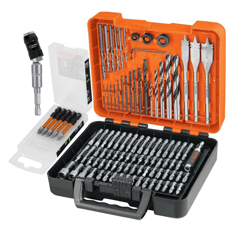 TRUPER - Kit adaptador magnetico brocas y puntas para taladro 106 Pzas Truper