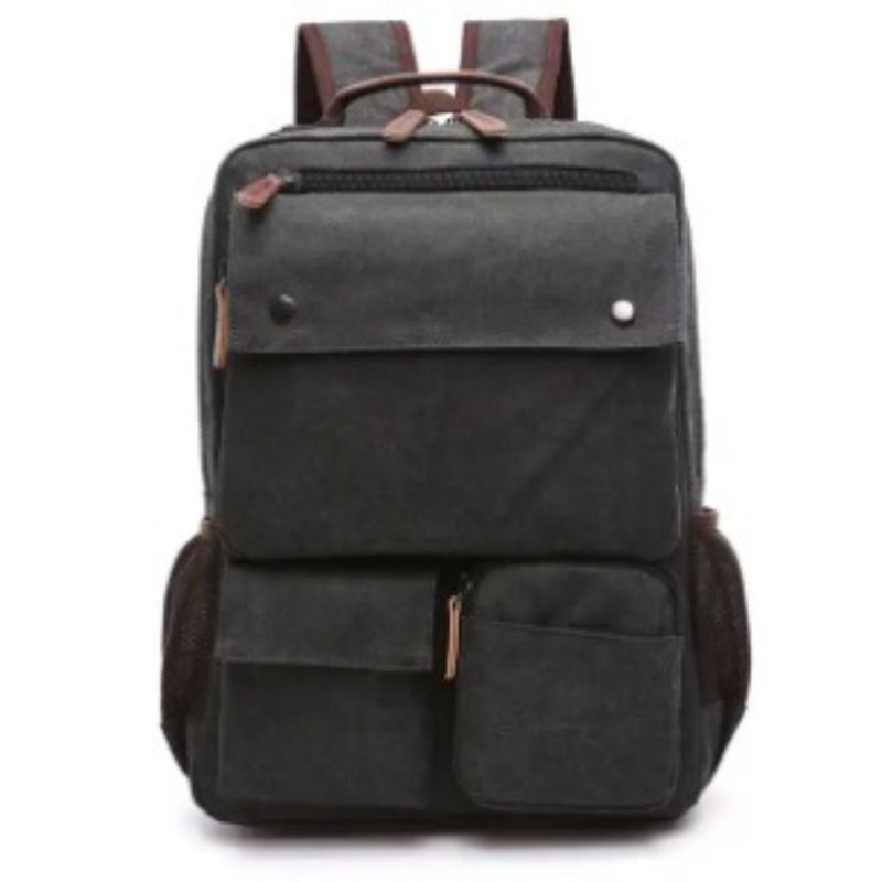 GENERICO - Mochila de -Tela lonar gris  varios compartimiento viajero-estudiante