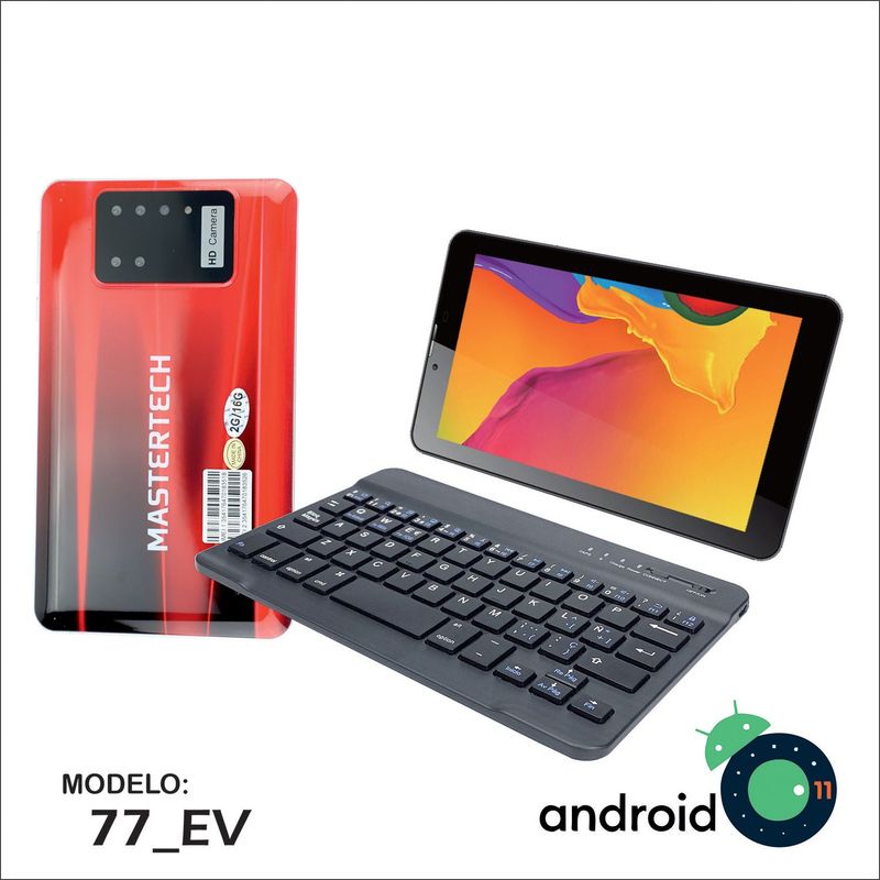 MASTERTECH - TABLET MASTERTECH 7'' 3G 77-EV  TECLADO INALAMBRICO 16GB ANDROID 11- ROJO