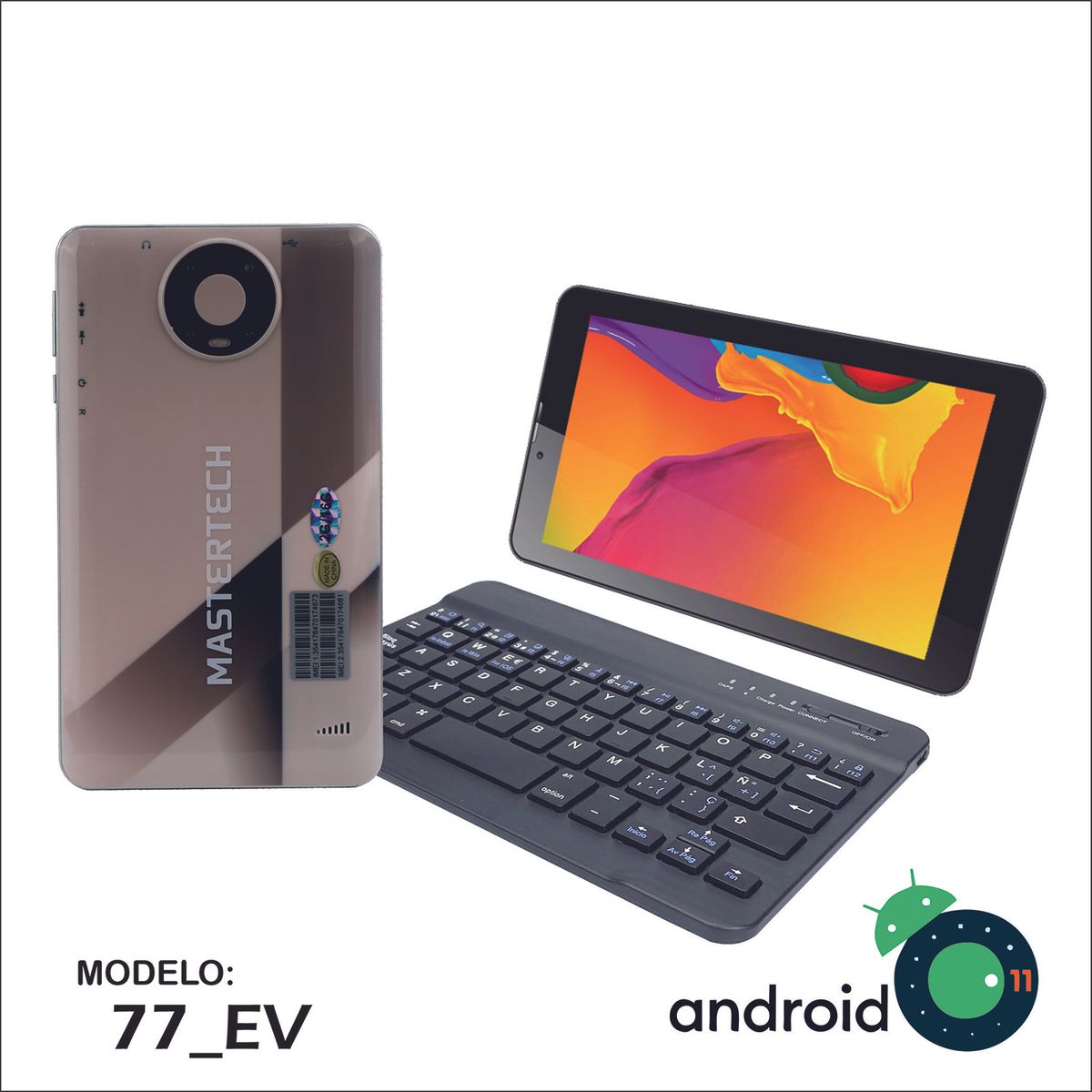 MASTERTECH - TABLET MASTERTECH 7'' 3G 77-EV  TECLADO INALAMBRICO 16GB ANDROID 11- DORADO