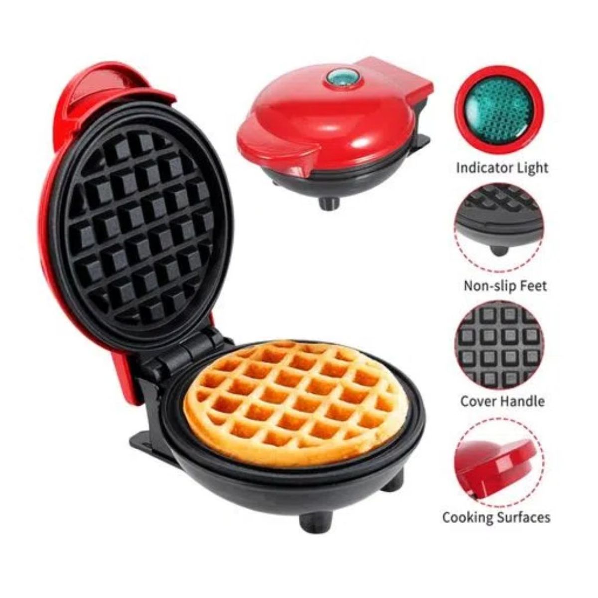OEM - Mini Wafflera Antiadherente Waffles en Forma Circular