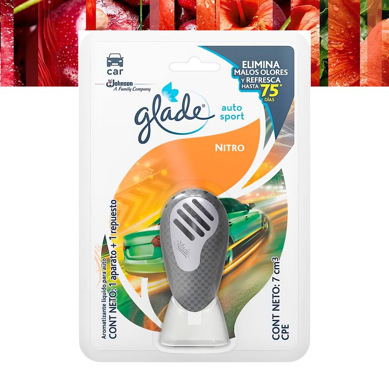 GLADE - Ambientador Glade Auto Sport Floral Frutos Rojos 7ml Nitro