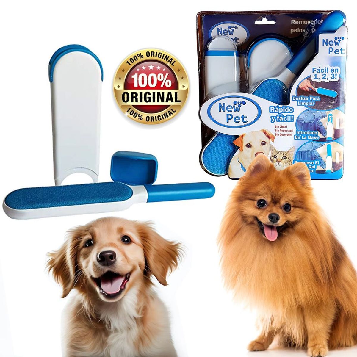 HOLGU - Set Cepillo Quita Pelo De Mascotas Pelusa Portátil