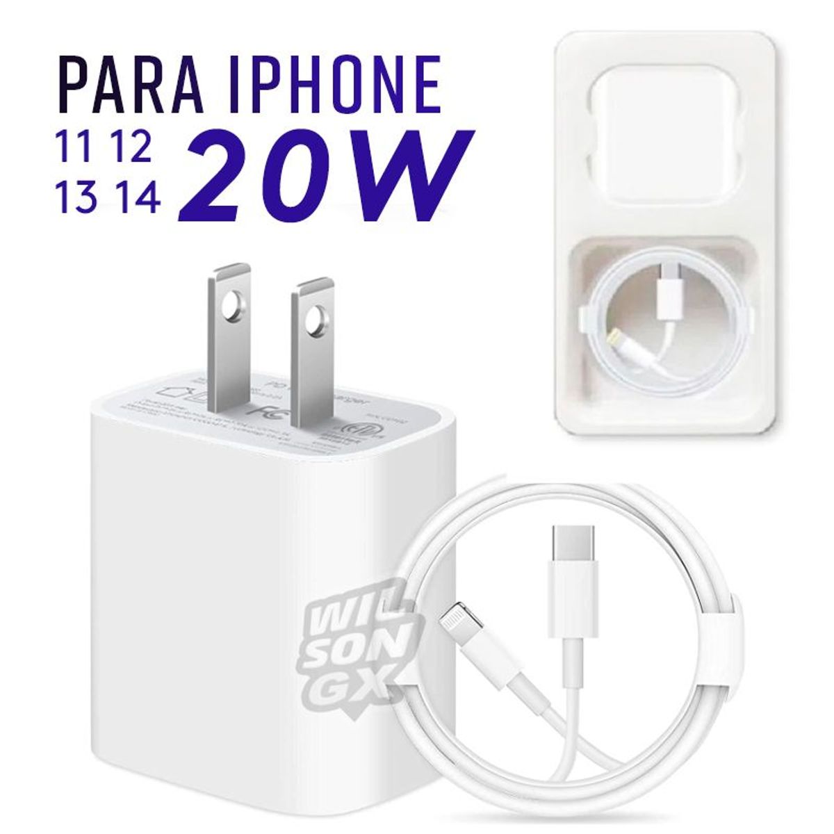 GENERICO - Cargador De Carga Rapida para IPhone 12 13 14 de 20W - C Generico