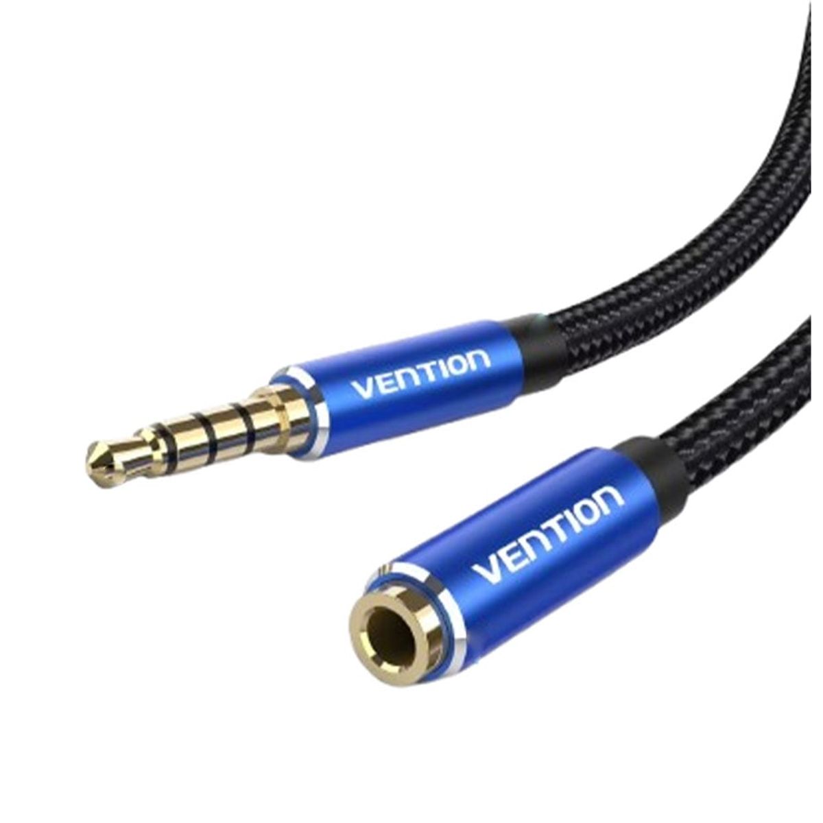 VENTION - Extension 3.5mm Trrs 1m Nylon 4 Polos Cable Reforzado Mp3 Pc