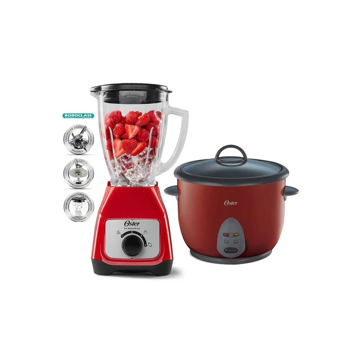 OSTER - Licuadora 2V Tritura Hielo + Olla Arrocera 1.8 Lt 1700R