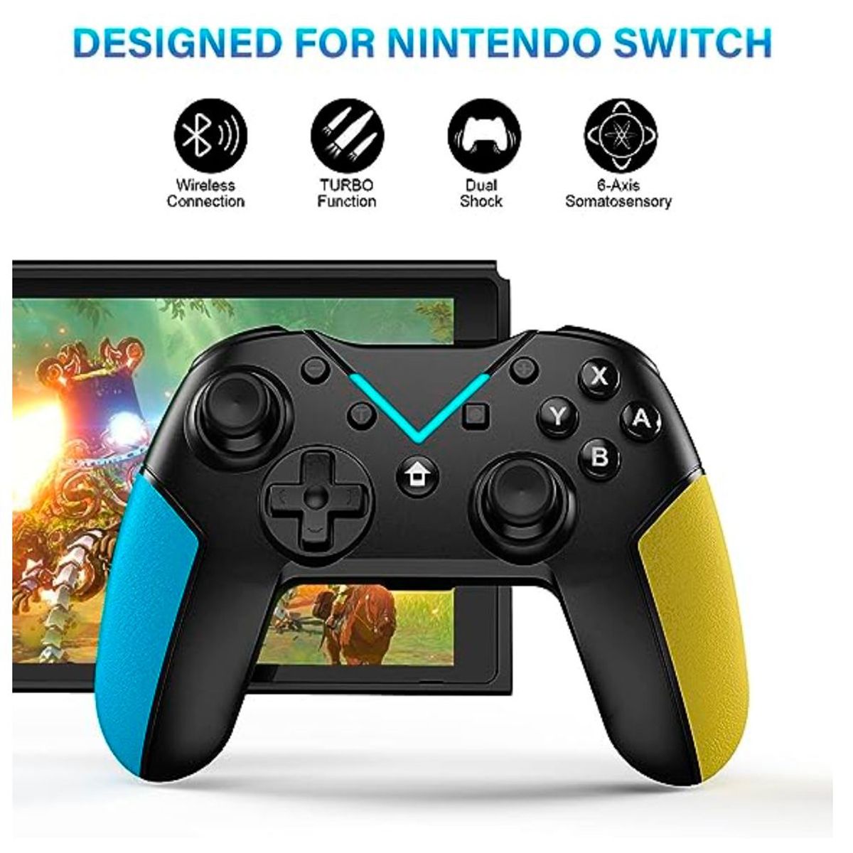 SEISA - Mando Inalambrico para Switch Android y Pc Control Gamepad Amarillo