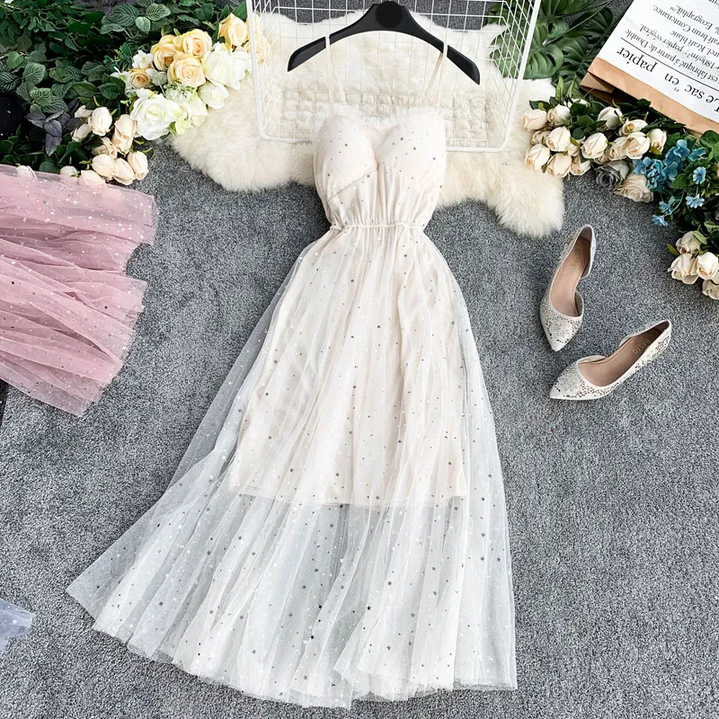 GENERICO - Vestido largo de tiras con estrellas - Vestido Luisana