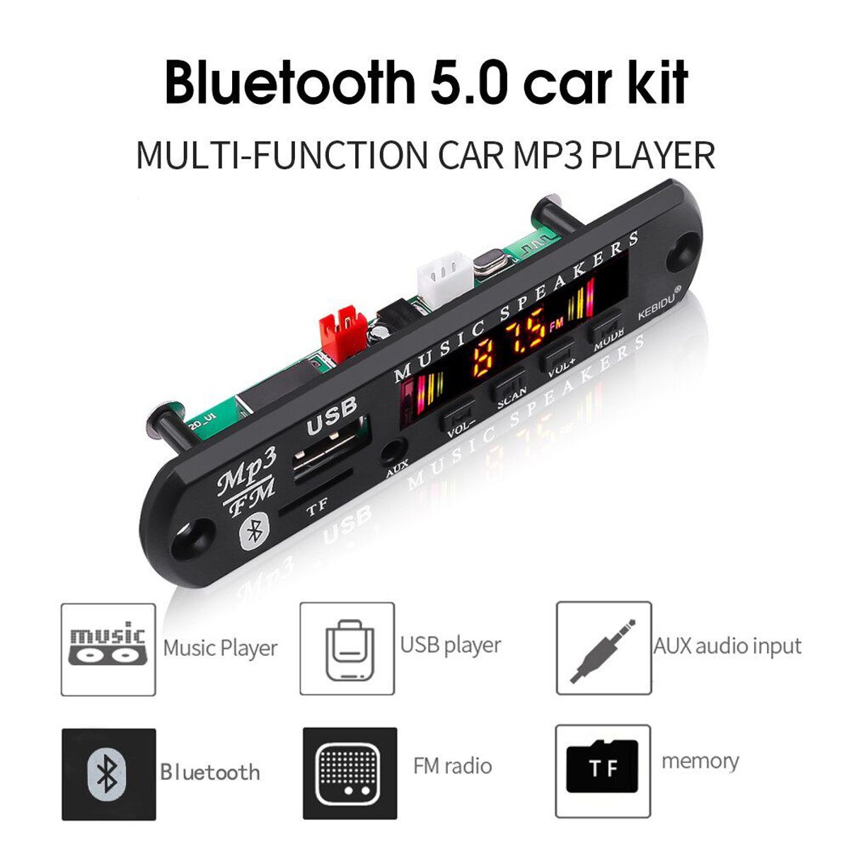 GENERICO - Módulo d audio reproductor MP3 USB control remoto Bluetooth