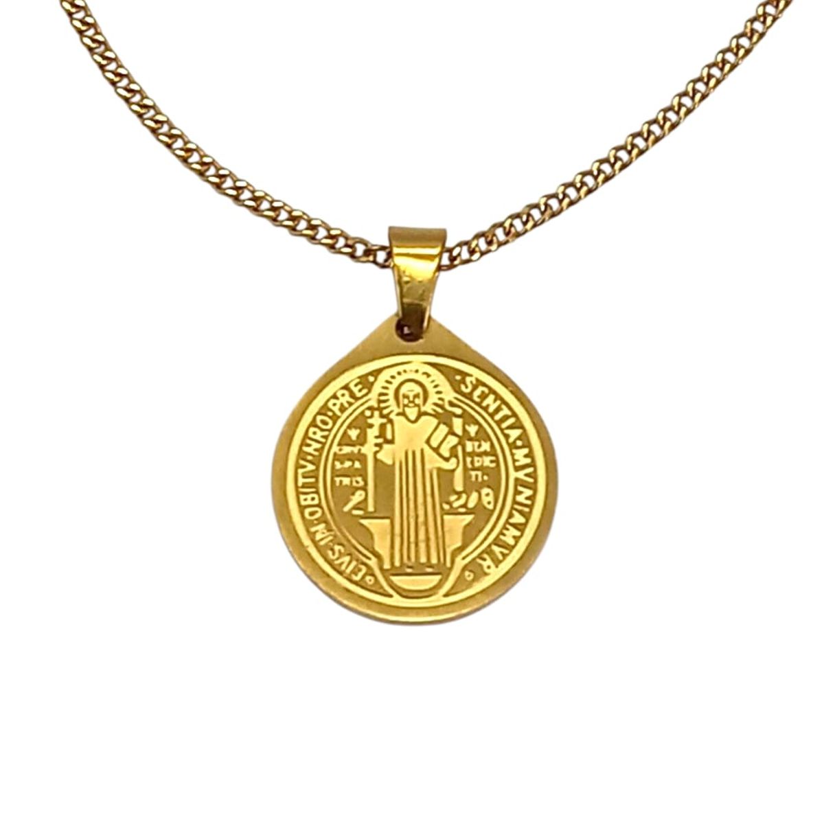 GENERICO - Collar Medalla de San Benito en Acero 316L - Protección y Estilo