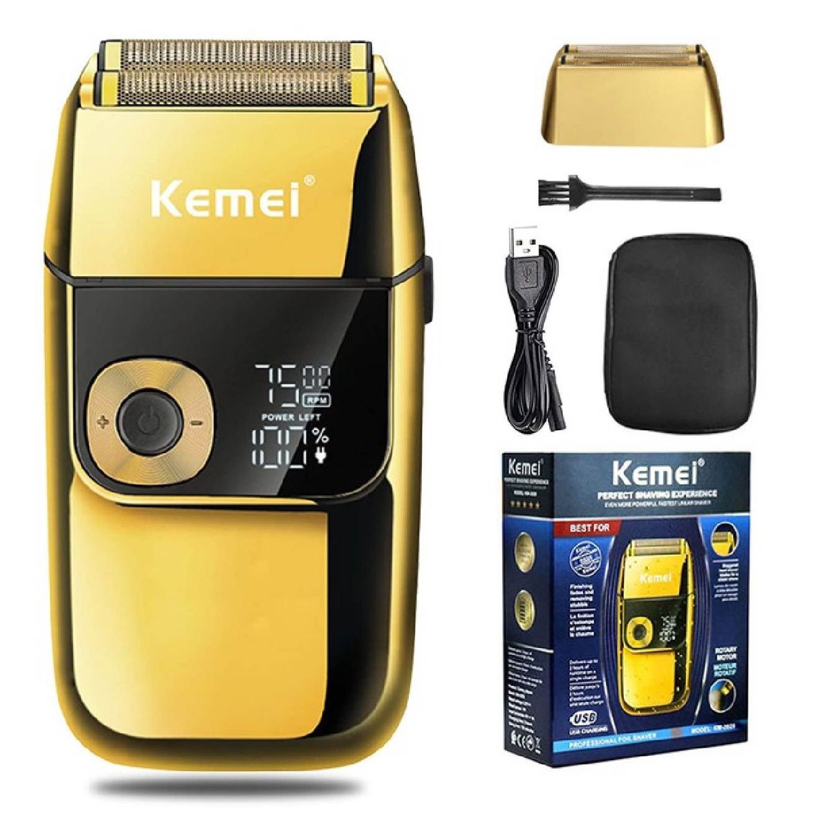 KEMEI - Afeitadora Shaver Kemei con Patillero Digital KM-2028