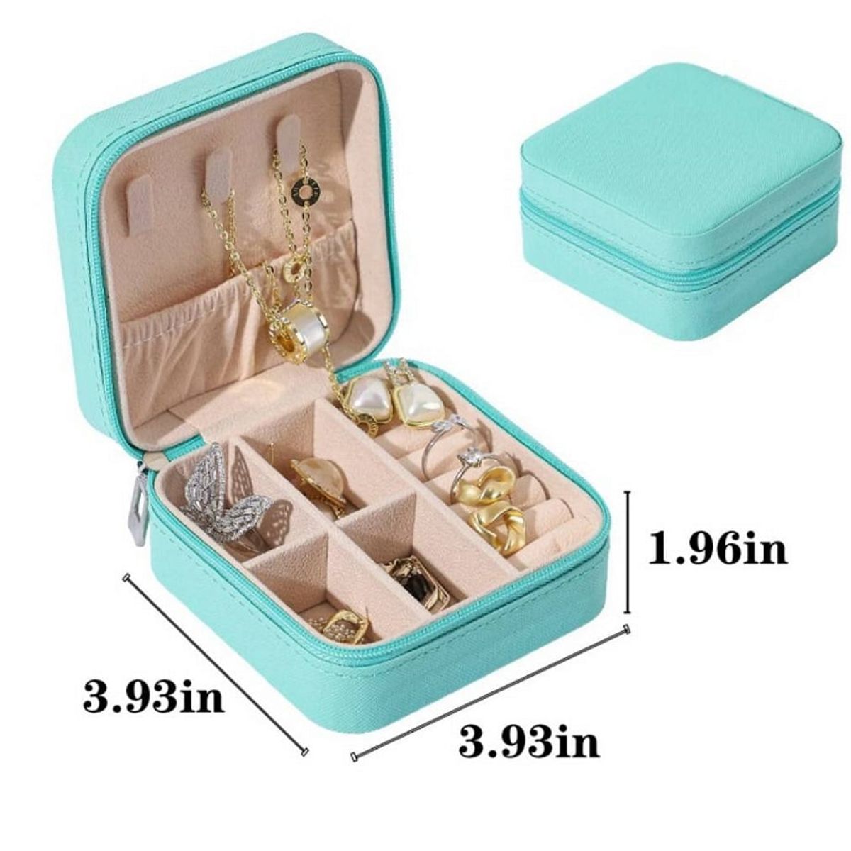 GENERICO - Mini Joyero Portátil Con Cierre de 10x10x5cm