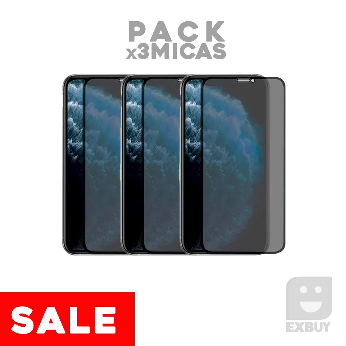 GENERICO - Pack x3 Mica Vidrio Antiespia para iPhone 13 Mini