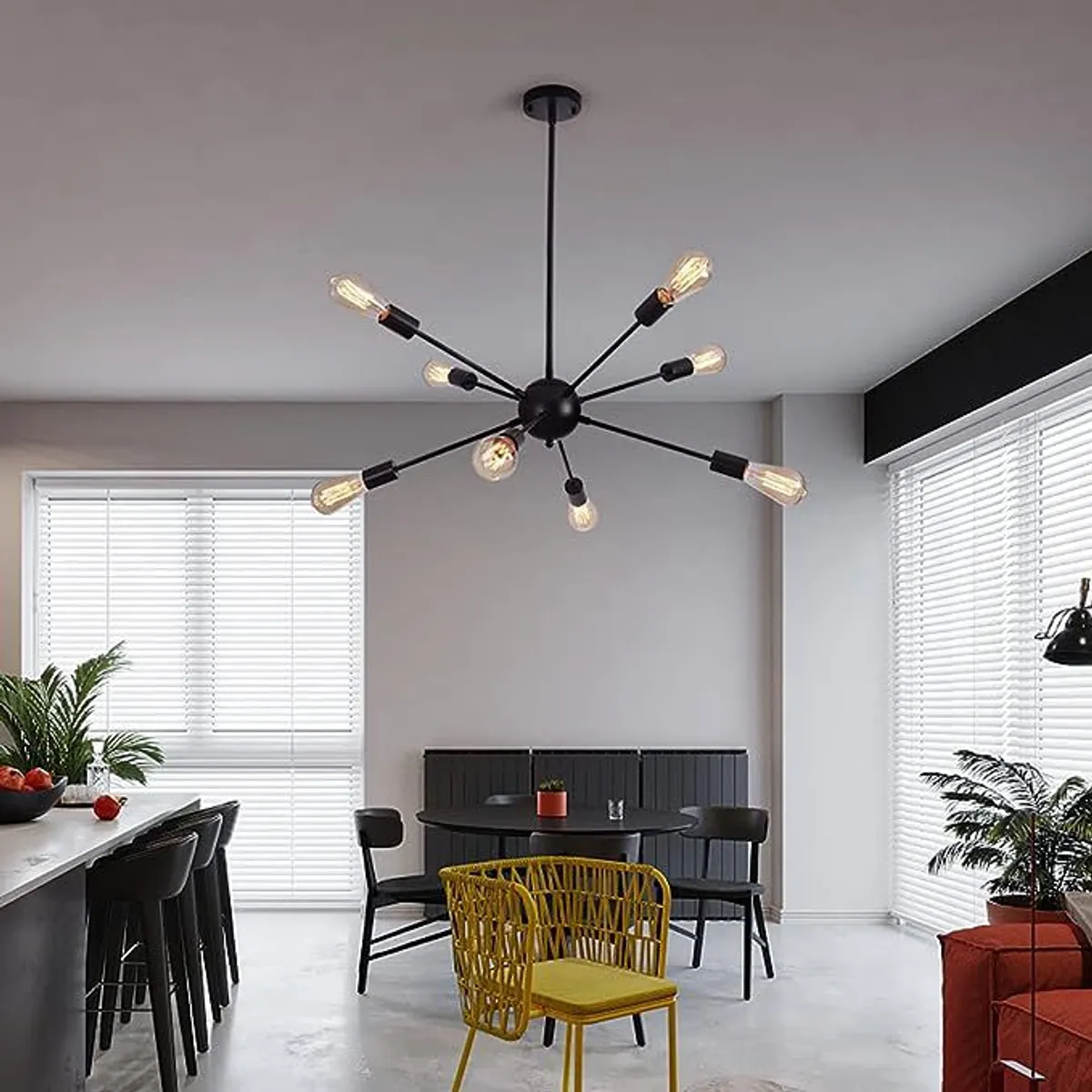 GENERICO - Lámpara Colgante Octopus Negro 8 Focos, Luces