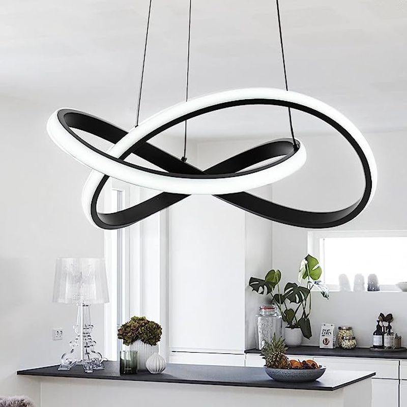 GENERICO - Lámpara Infinito moderna con anillo irregular con luces LED - Negro