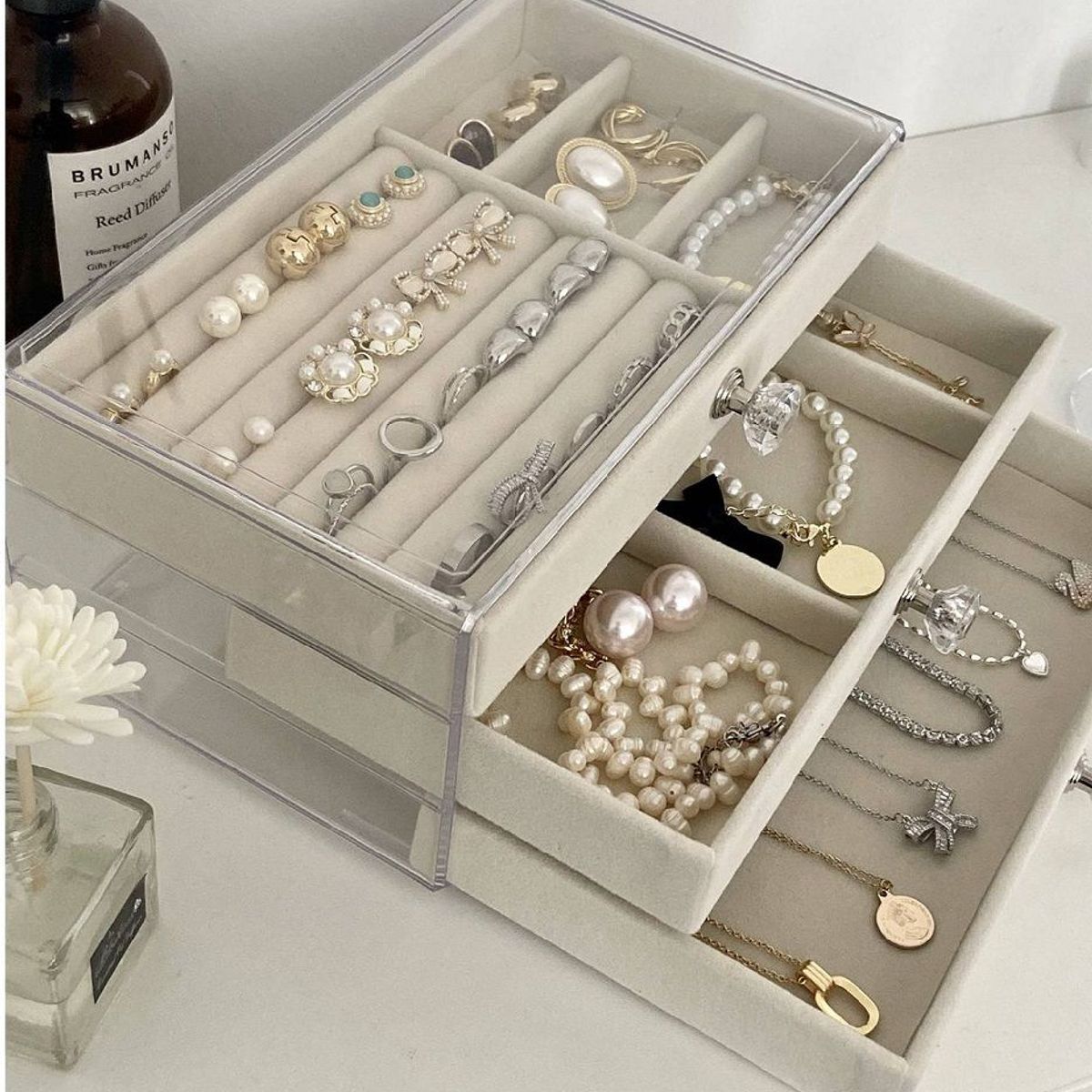 GENERICO - Joyero Organizador De Joyas Cofre Pulseras Relojes 3 Niveles