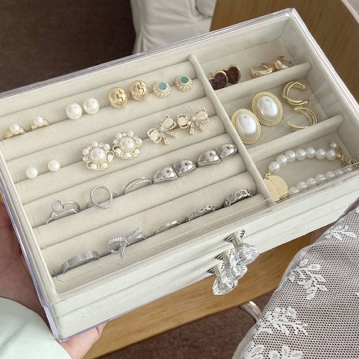 GENERICO - Joyero Organizador De Joyas Cofre Pulseras Relojes 3 Niveles