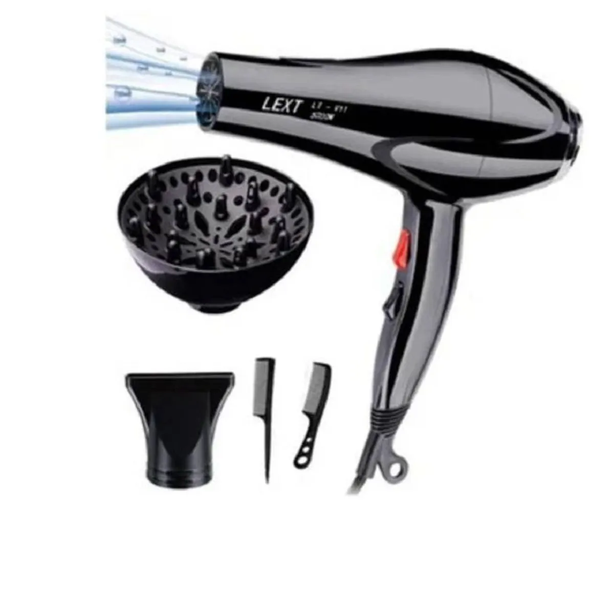 GENERICO - Secadora de Cabello 5000 Watts Aire Frío Caliente con Accesorios.