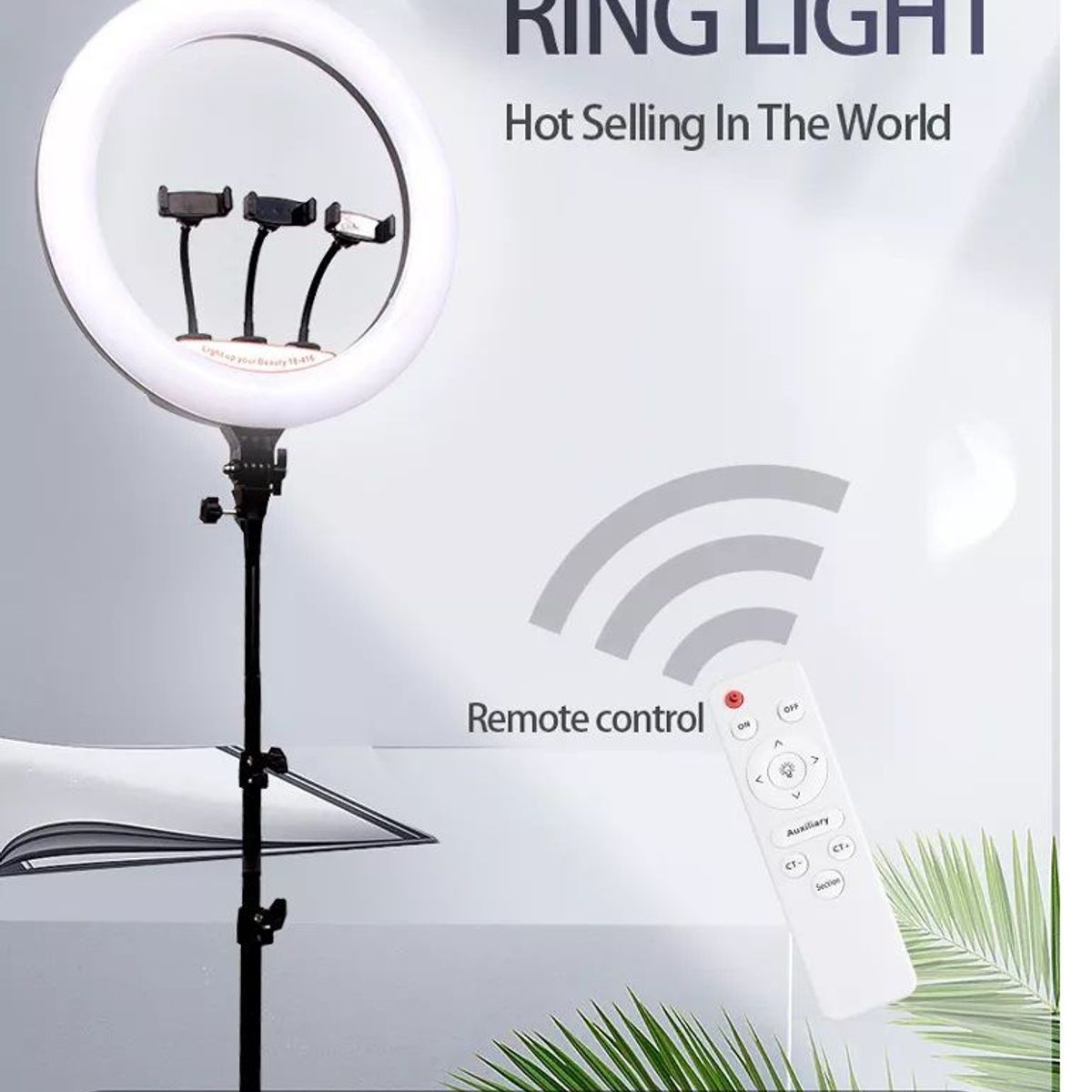 OEM - Aro Luz Led Touch 45 CM + Trípode + Control Remoto para 3 Celulares