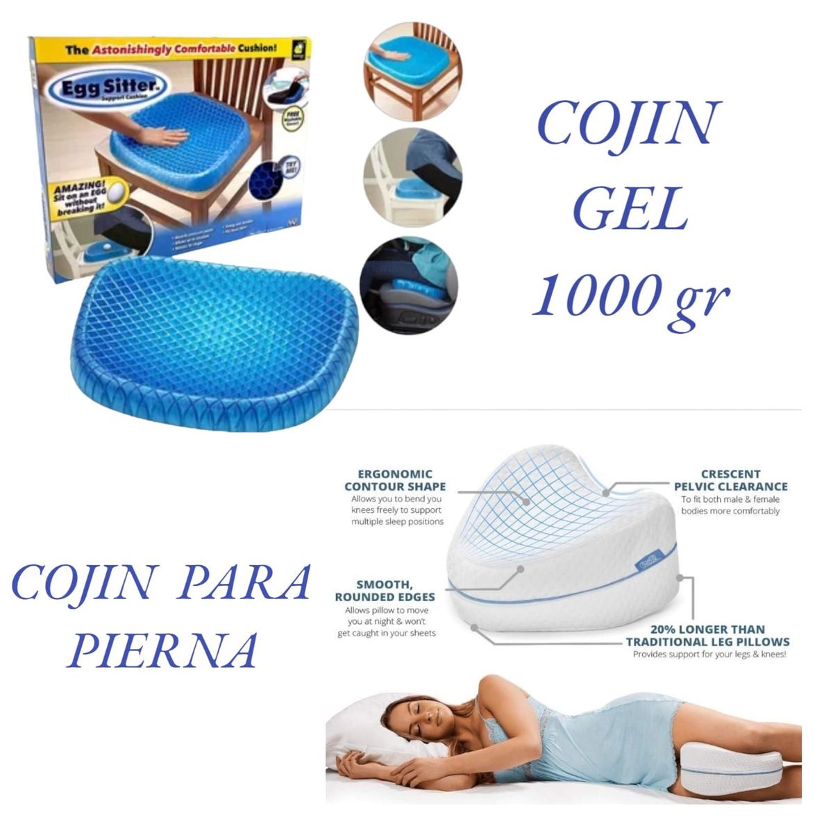 OEM - Cojín de Gel antideslizante para asiento y Cojín para Pierna Pack